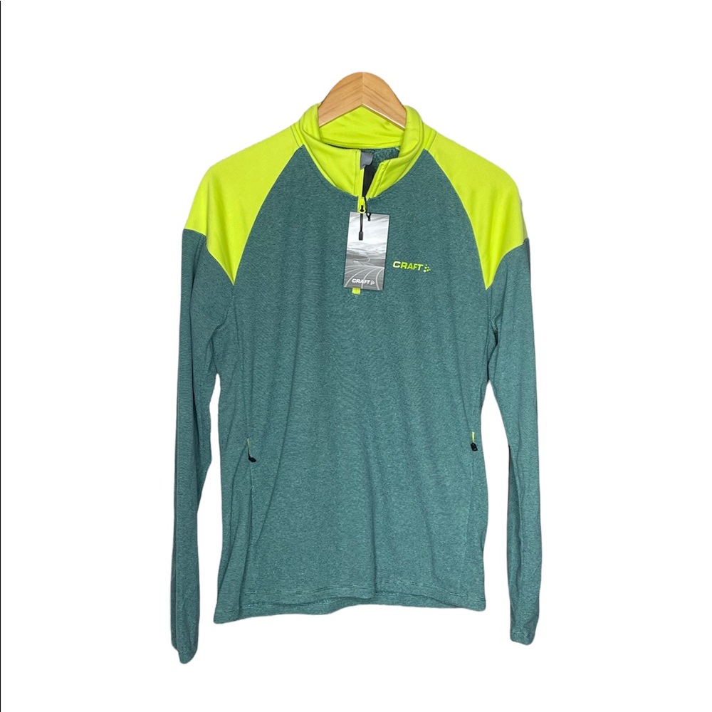 NWT Craft Mens Core Edge Thermal Midlayer 1/4 Zip Green Sweater Size Medium
